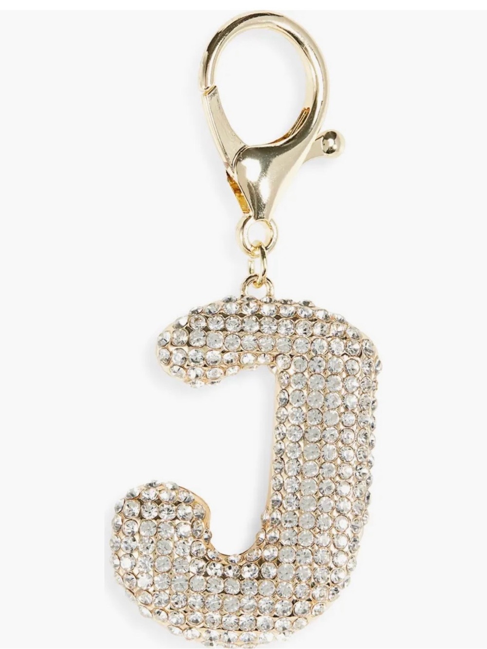 Leith Nordstroms Pave Initial J Bag Charm  Bling Diamond Studded Gold Tone NWT